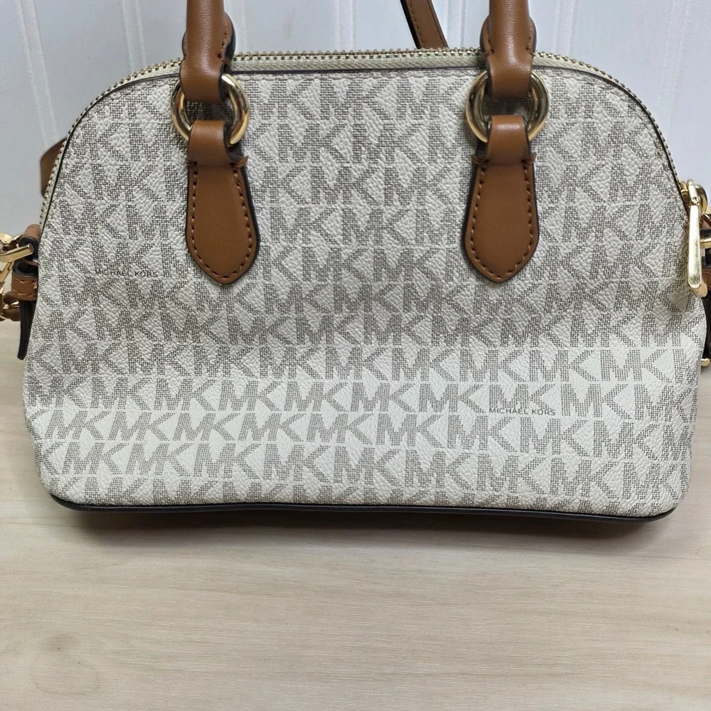 Michael Kors Womens Veronica Small Acorn Signature Logo Satchel Crossbody Bag